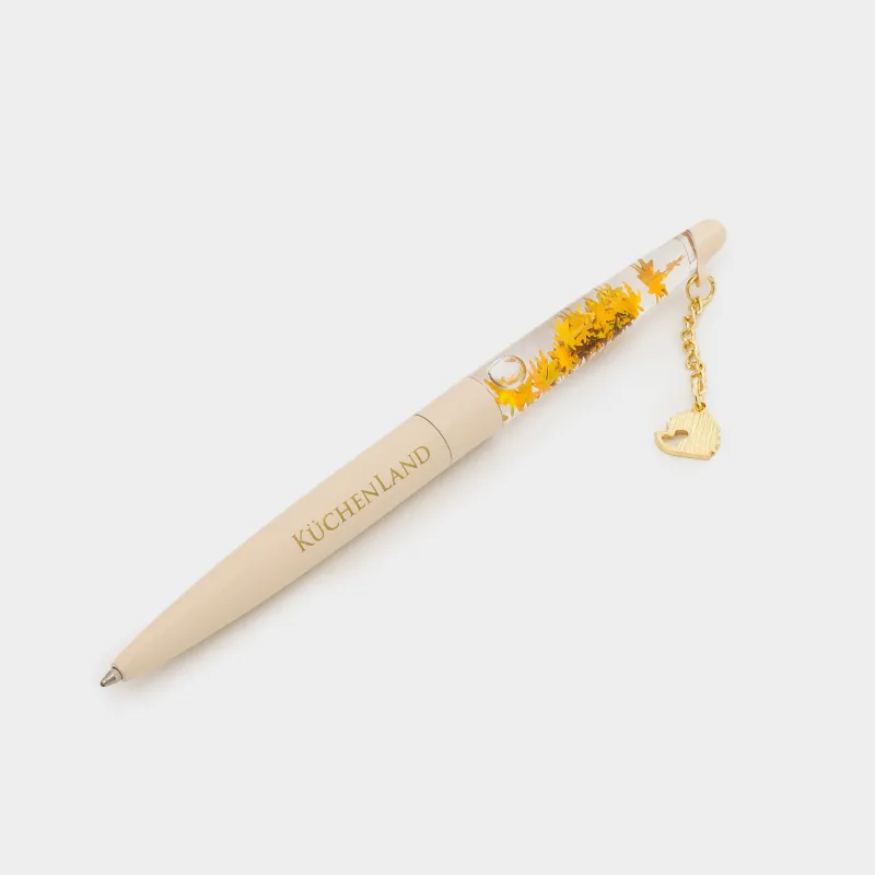 Ручка шариковая, 15 см, с подвеской, металл, бежевая, Ежик, Draw figure, image-1