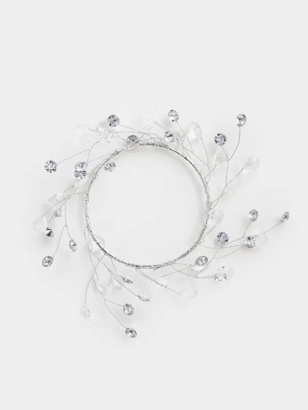 Шамға арналған гүл шоғы, 10/16 см, акрил/металл, күміс, Кристалдар, Crystal decor, image-0