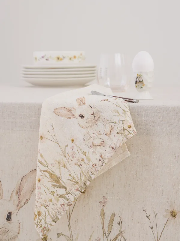 Аспаптарға арналған майлық, 30х45 см, полиэстер/зығыр, сарғылт-қоңыр, Гүлдер арасындағы қоян, Bunny in flowers, image-4