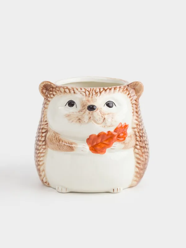 Подставка для кухонных принадлежностей, 13 см, керамика D, молочно-коричневая, Еж, Forest symphony, image-0