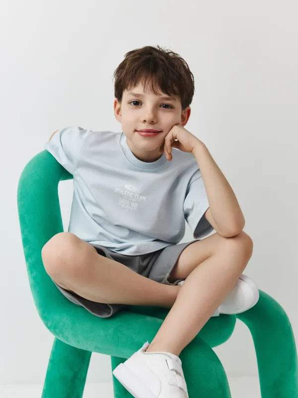 Балалар футболкасы, 98 см, ұлдарға арналған, мақта, көгілдір, Doroteo, image-0