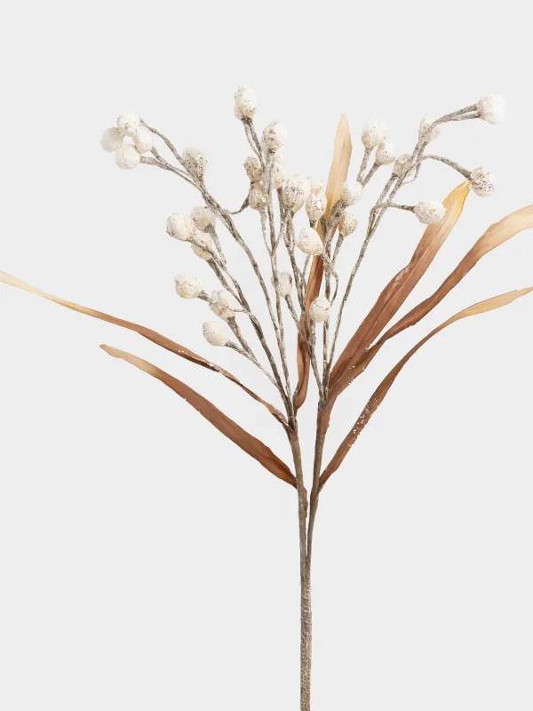 Сәндік бұтақ, 90 см, пластик/қағаз, Ақ гүлдер, Flower garden, image-1