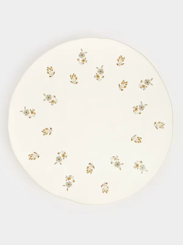 Блюдо на ножке, 24х7 см, керамика D, молочное, Винтажные цветы, La flore, image-2