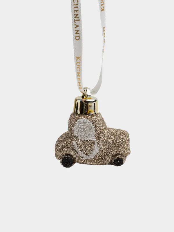 Шырша ойыншығы, 4 см, пластик, жылтырақтары бар, шампан, Машина, Figure christmas, image-1