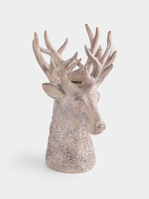 Сәндік ваза, 40 см, полирезин, қоңыр, Бұғы басы, Deer, image-1