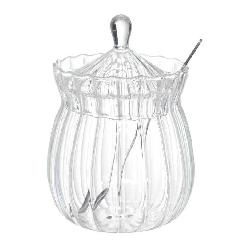 Қантсалғыш, 12 см, 350 мл, қасығы бар, шыны Р/болат, Camellia