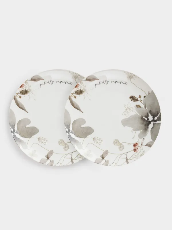 Тарелка обеденная, 27 см, фарфор N, Серые цветы, Watercolor, image-0