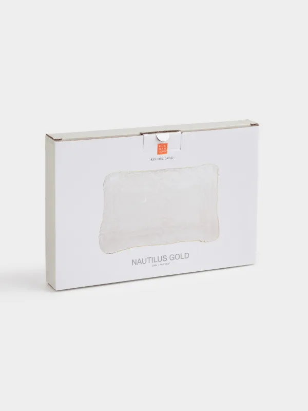 Ыдыс, 14х23 см, шыны, тікбұрышты, алтын жиегі бар, Nautilus gold, image-5