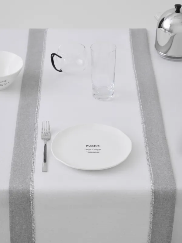 Жұмыс үстелі жолы, 40х160 см, полиэстер, АҚ және сұр, Milky way, image-3