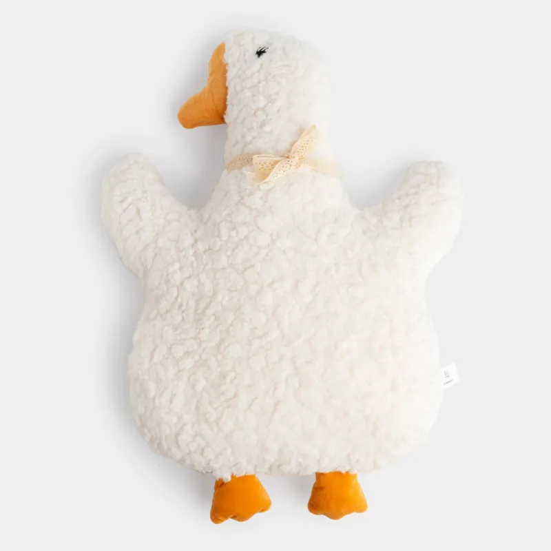 Подушка декоративная, 43х29 см, плюш, белая, Гусь, Goose