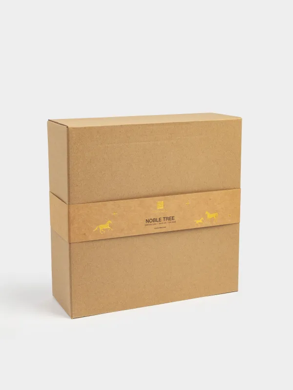 Сервиздік ыдыс, 25х4 см, аяқтары, ағаш/полирезин, дөңгелек, Алтын жылқы, Noble tree, image-6