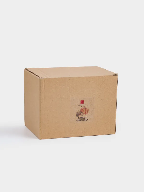 Сары май ыдысы, 15 см, керамика, тікбұрышты, қызғылт сары, Асқабақтағы кірпі, Forest symphony, image-6