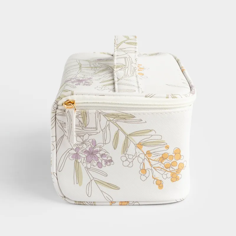 Косметичка, 23х13 см, с ручкой, полиуретан, белая, Мимоза, Isadora, image-3