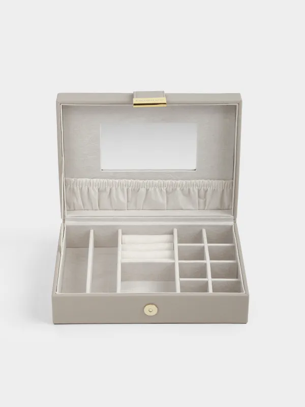 Зергерлік қорап, 20х15 см, айна, ағаш / жасанды былғары, сұр, Premiere one, image-3