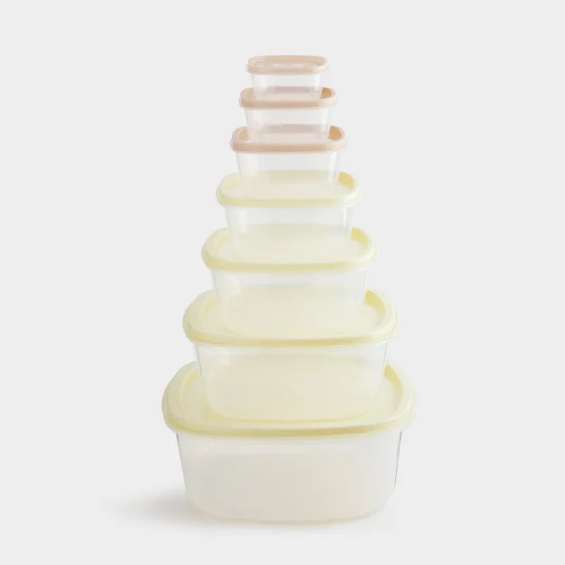 Контейнерлер жинағы, 7 дана, пластик, төртбұрышты, сүт/сұр-қоңыр, Rista