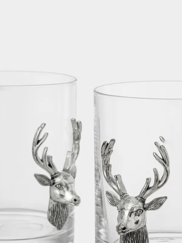 Виски стақаны, 10 см, 340 мл, 2 дана, шыны/металл, Күміс түсті бұғы, Lux elements, image-2