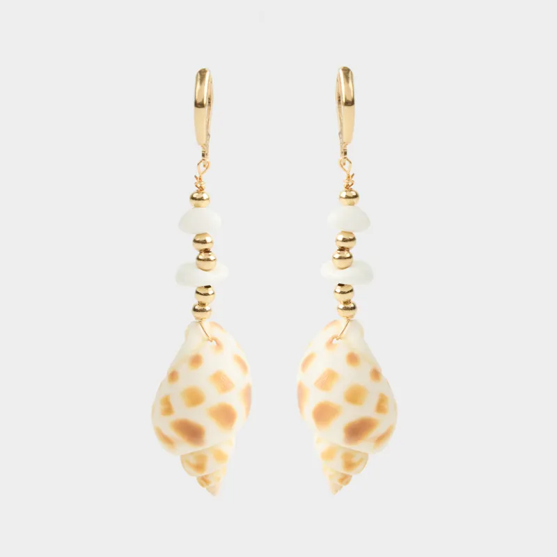 Сырғалар, 6 см, 2 дана, металл/қабық, алтын түстес, Теңіз қабыршағы, Jewelry seaside