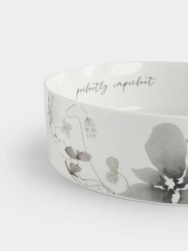 Блюдо, 23х6 см, с бортами, Серые цветы, Watercolor, image-4