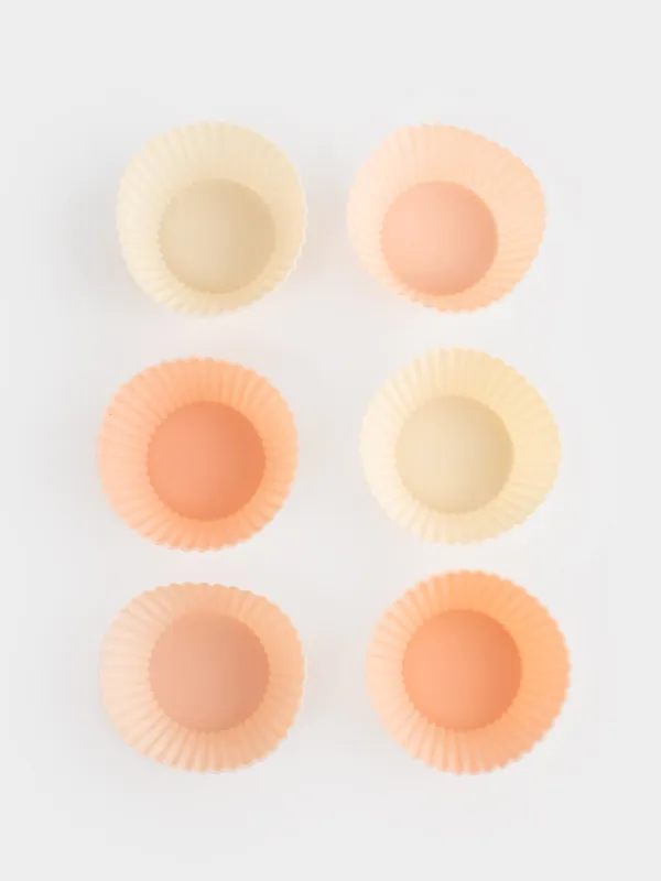 Форма для выпечки кексов, 7х3 см, 6 шт, силикон, бежевая/розовая/белая, Bakery, image-5