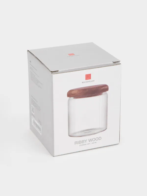 Сусымалы өнімдерге арналған құты, 400 мл, шыны Р/ағаш, Ribby wood, image-4