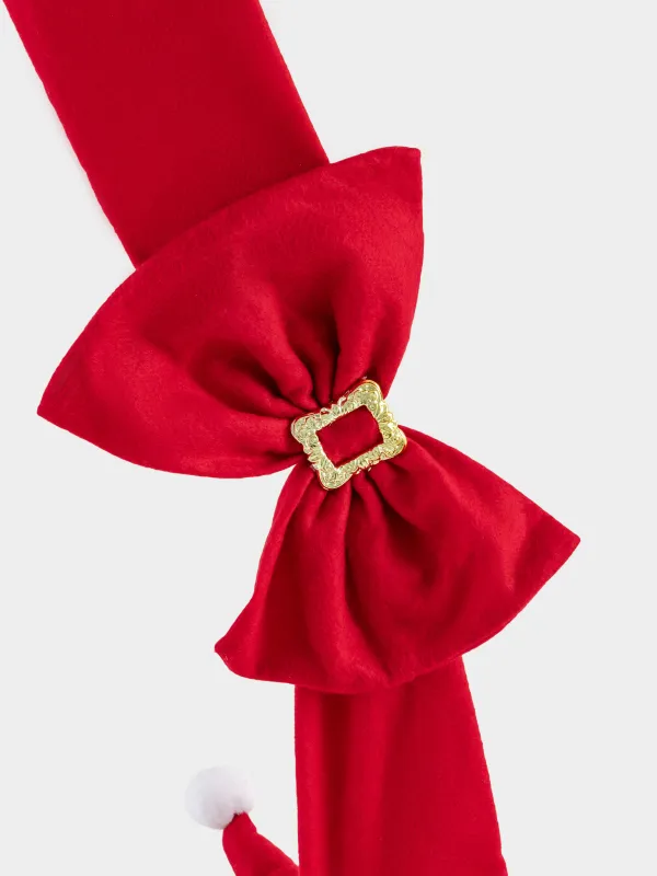 Изделие декоративное, 78 см, подвесное, пластик/полиэстер, красное, Санта на банте, Magic time, image-4