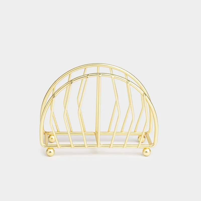 Салфетница, 13 см, металл, золотистая, полукруг, Twist gold