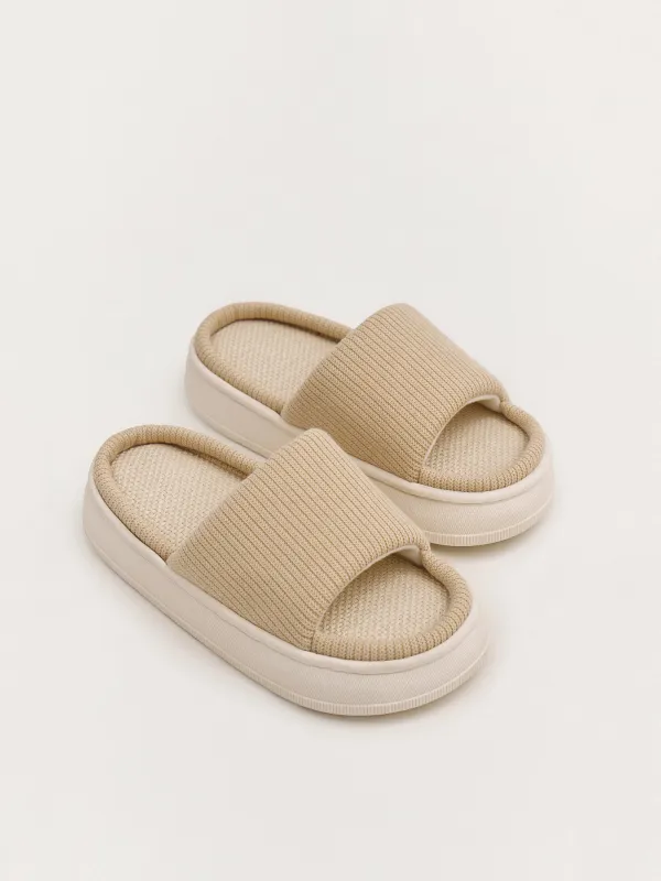 Әйелдер тәпішкелері, үйге арналған, өлшемі 36-37, иірілген жіп/полиэстер, сарғылт-қоңыр, Knitted, image-4