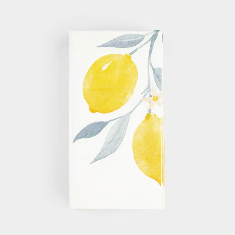 Салфетки бумажные, 33х33 см, 20 шт, прямоугольные, белые, Лимоны, Sicily