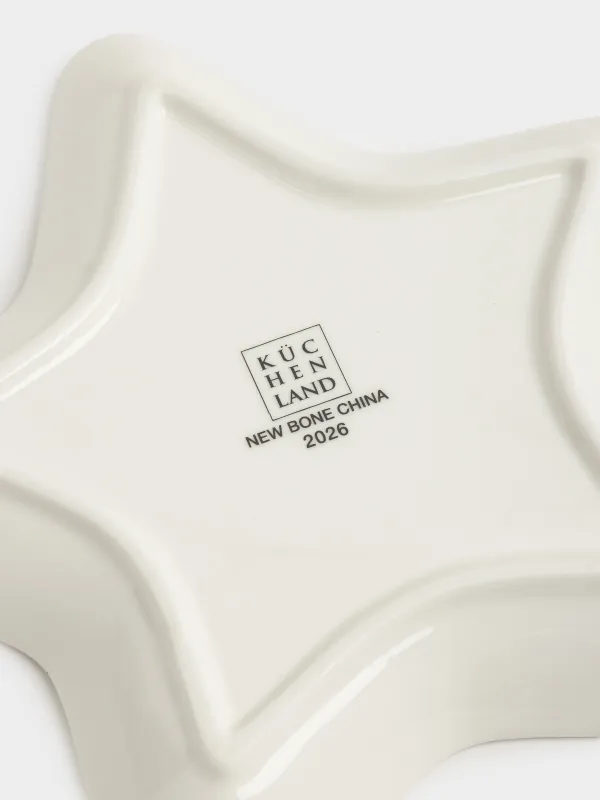 Ыдыс, 18 см, фарфор N, ақ және қою қызыл, Жұлдыз, Тербелетін ат, Christmas lace, image-5