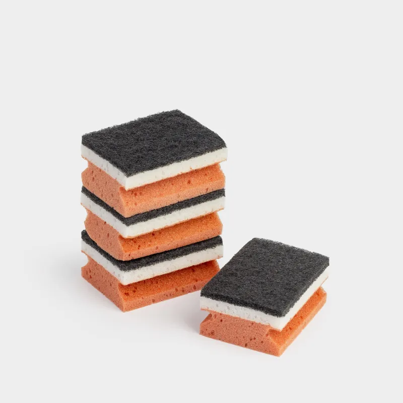 Ыдыс жууға арналған Губка, 10x7 см, 4 дана, көбік/абразивті, тікбұрышты, қоңыр-сұр, Clean