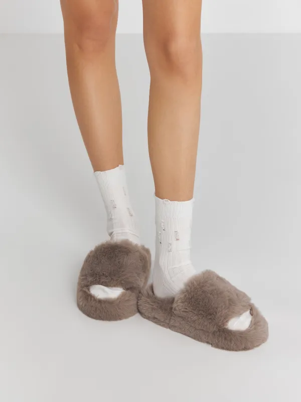 Әйелдерге арналған тәпішкелер, үйге арналған, өлшемі 36-37, жасанды үлбір, қоңыр, Bushy, image-5