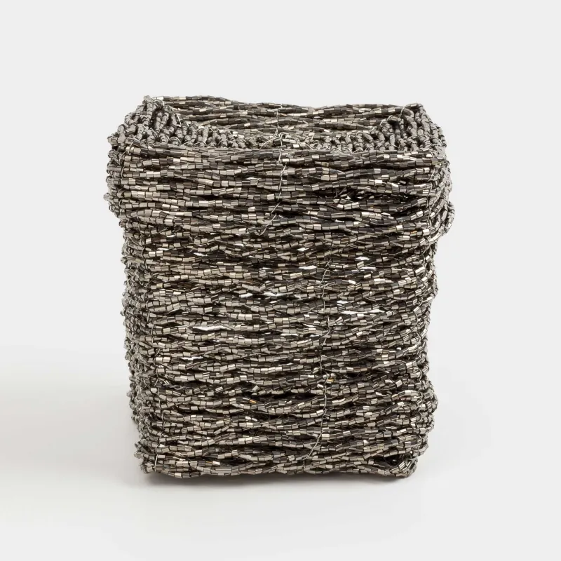 Шкатулка, 10 см, бисер, темно-серая, Shiny beads, image-0