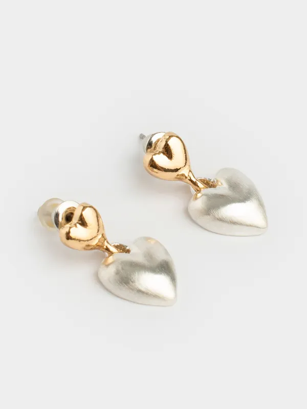 Пуссет сырғалары, 2 см, 2 дана, металл, күміс, Jewelry heart, image-1