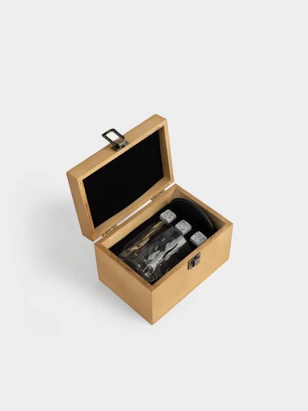 Набор для виски, 1 перс, 5 пр, в коробке, стакан/кубики/подставка, стекло/гранит/экокожа, Bar, image-3