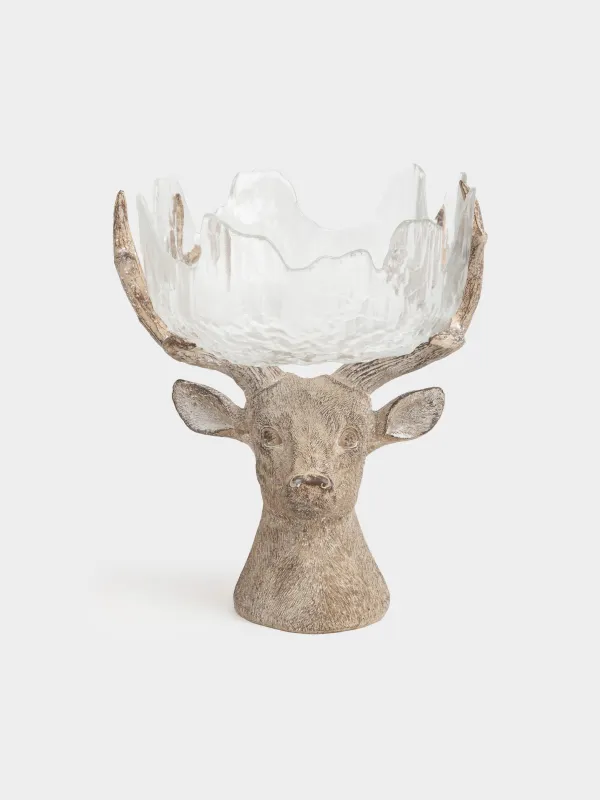 Жеміс вазасы, 27х17х23 см, сабағында, полирезин, түсі, бұғы,  Arctic deer, image-0