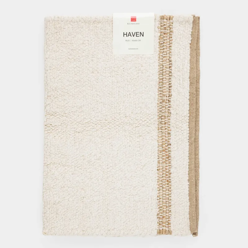 Коврик, 60х90 см, джут/хлопок, бежевый, Haven, image-4