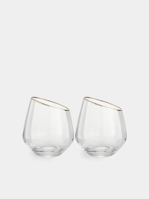 Стақан, 11 см, 350 мл, 2 дана, шыны, алтын жиектері бар, Charm R gold, image-0