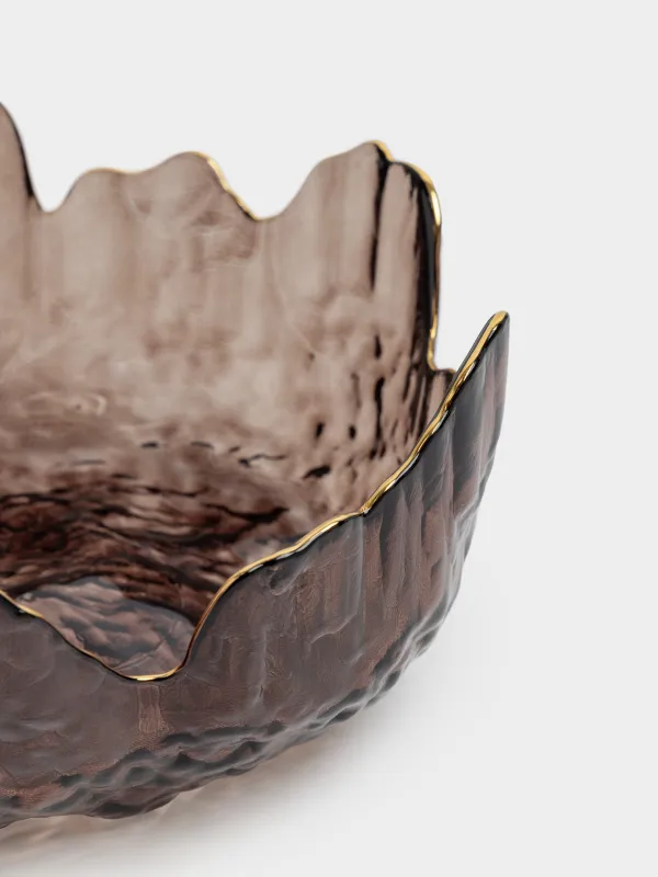 Салат ыдысы, 18х7 см, 700 мл, шыны, қоңыр, алтын жиегі бар, Nautilus color, image-2