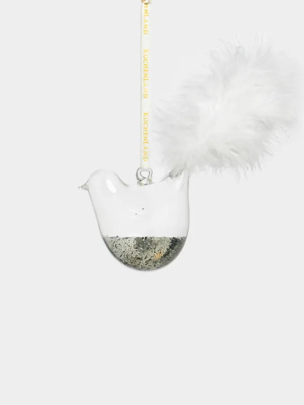 Шырша ойыншығы, 13х6 см, шыны, қоңыр-қола, Қауырсындары бар құс, Figure sparkle, image-0