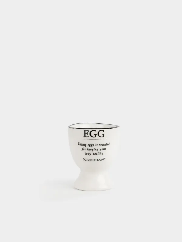 Подставка для яйца, 6 см, керамика D, молочная, с черным кантом, Egg, Course, image-0