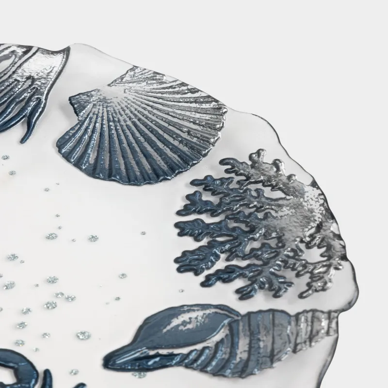Тіскебасар тәрелкесі, 21 см, шыны, сұр, Теңіз тұрғындары, Coral reefs, image-4