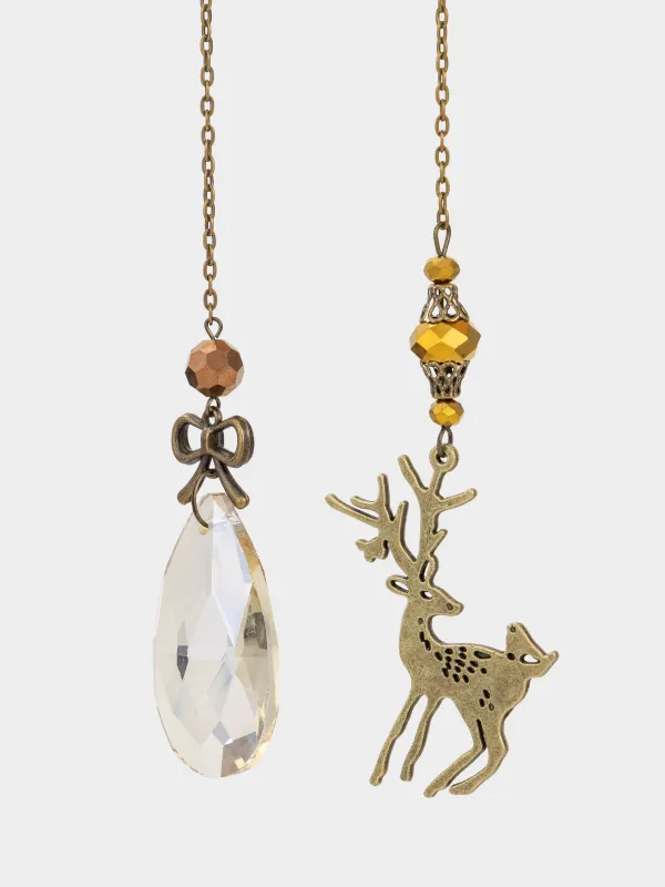 Шырша ойыншығы, 48 см, шыны/металл, Кристалы бар бұғы, Figure crystal, image-2