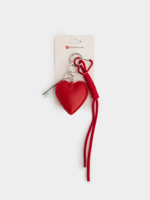 Салпыншақ, 8 см, полиэстер/полиуретан/металл, қызыл, Жүрек, Keychain heart, image-3