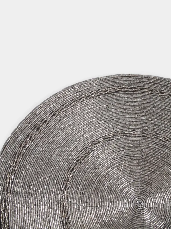 Аспаптарға арналған майлық, 36 см, моншақтар, дөңгелек, қою сұр, Shiny beads, image-2