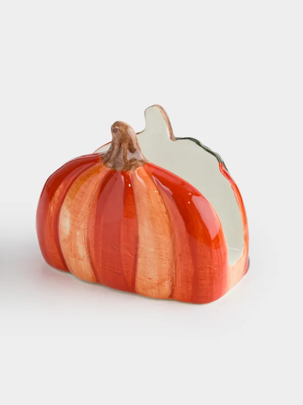 Салфетница, 12 см, с отделением для зубочисток, керамика D, Еж с тыквой, Forest symphony, image-3