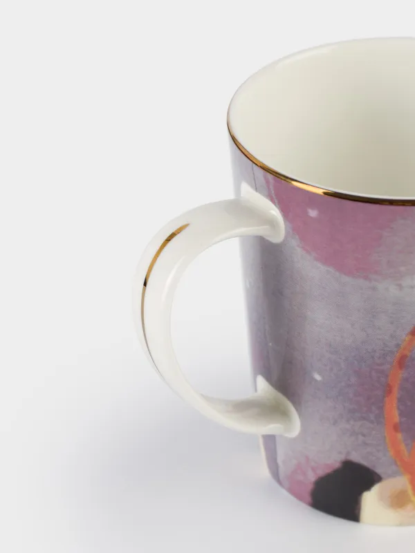 Саптыаяқ, 350 мл, фарфор F, алтын жиегі бар, Жылқы мен мысық, Horse cute, image-4