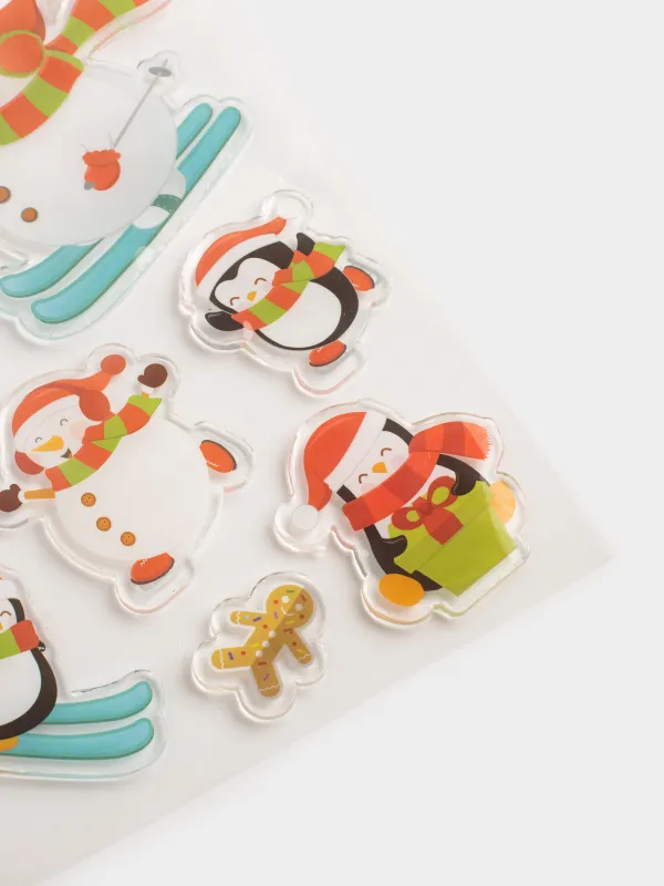 Жапсырмалар жинағы, 15х20 см, қайта пайдалануға болады, термопластик, Аққалалар, Christmas decal, image-1