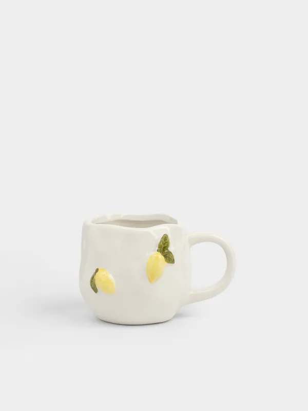 Кружка, 420 мл, керамика D, молочная, Лимоны, Sicily, image-0