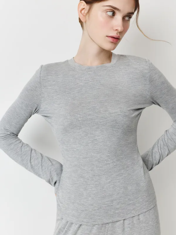 Әйелдерге арналған лонгслив, үйге арналған, өлшемі S, вискоза/спандекс, сұр, Braith, image-0