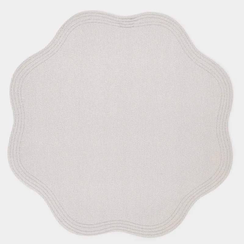 Салфетка под приборы, 38 см, ПВХ, фигурная, бежевая, Волнистые края, Rock